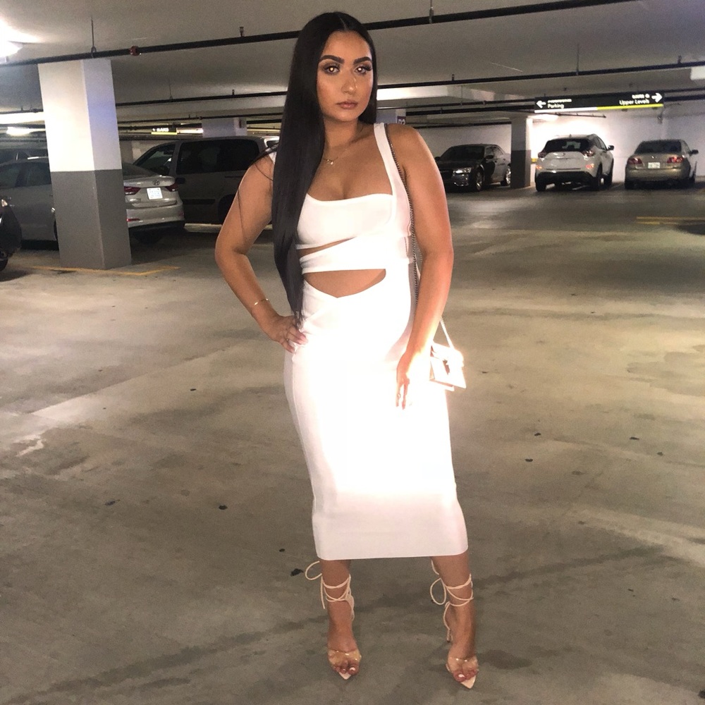 HOUSE OF CB WHITE CUT OUT MIDI DRESS